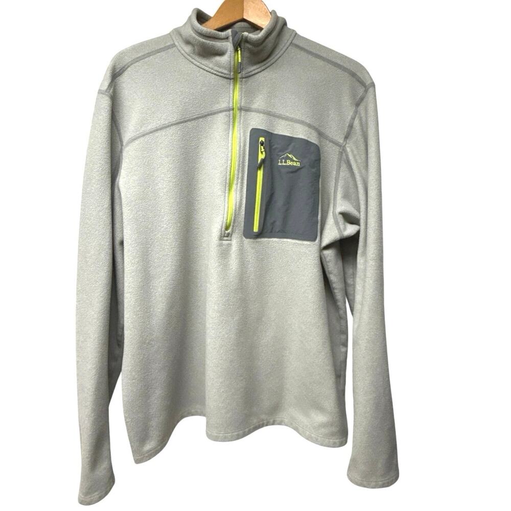 LL Bean Gray Pullover Fleece Mens XL Quarter Zip Light Jacket North Ridge 501151